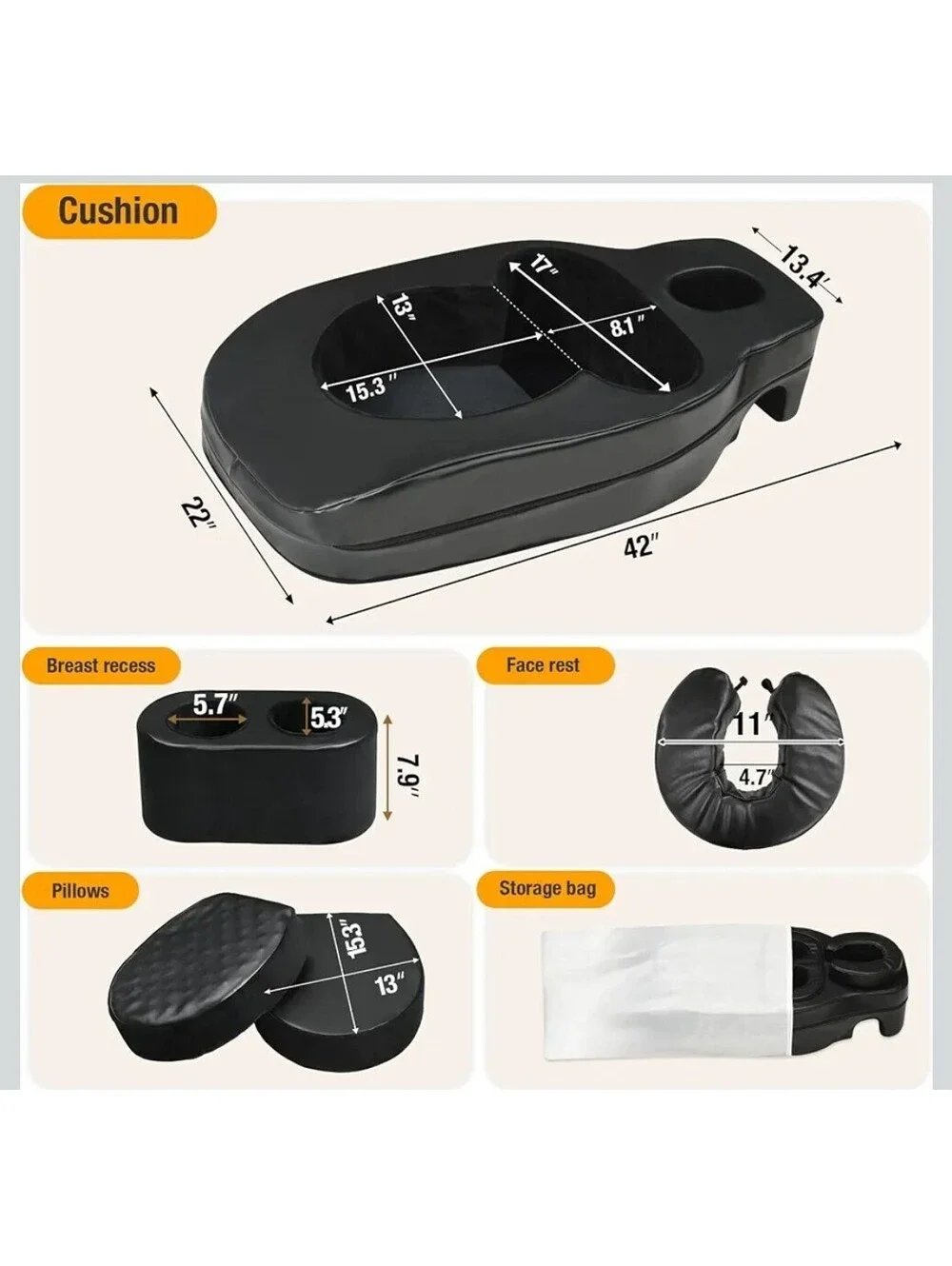 Pregnancy Massage Cushion & Headrest Prenatal Bolster Full Body Support